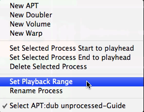 Playback Range set with Process menu